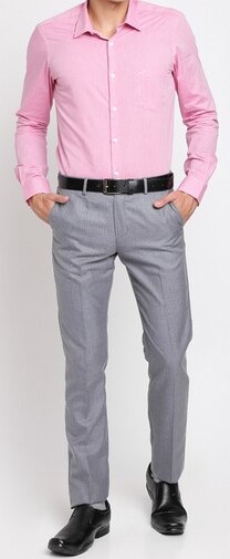 Grey Dress Pants with Pink Shirt