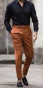 Brown Pants with a Black Shirt