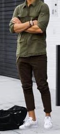 Brown Pants with a Green Shirt