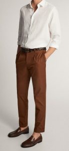 Brown Pants with a White Shirt