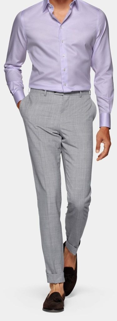 Grey Dress Pants with Lavender Shirt